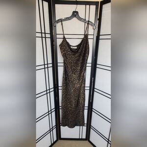 Zara One Shoulder Leopard Print Dress - Brown and Black